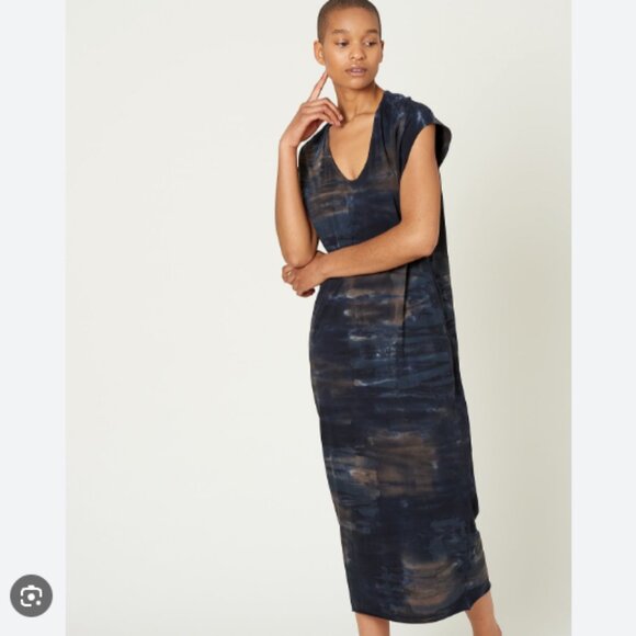 Raquel Allegra Caftan Midnight Tie Dye Lagenlook Shift Dress Sz Large Bohemian - Picture 1 of 7